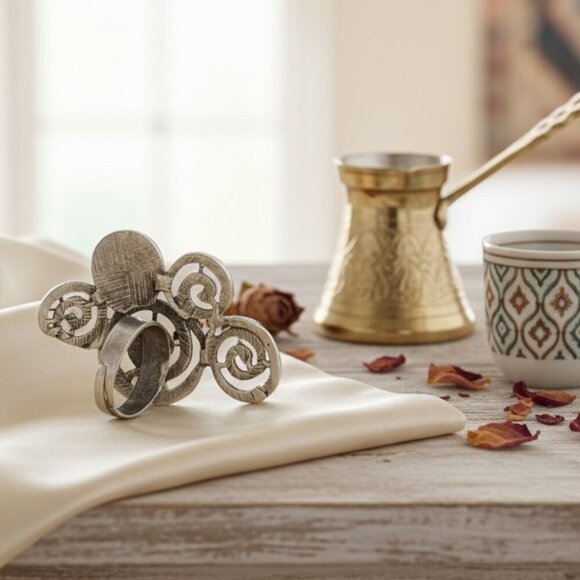 Handmade Turkish Zamak Spiral Statement Ring Boho Chic Adjustable Silver Tone - Picture 8 of 16